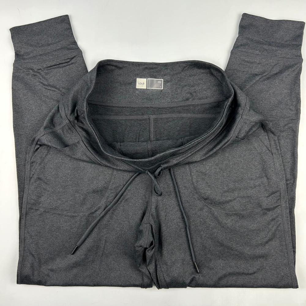 Lole Womens Charcoal Gray Heather Joggers Drawstring Activewear Pants Size M - Picture 2 of 9
